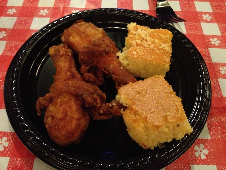 Fried Chicken and Cornbread from the Blues Blues and BBQ Event